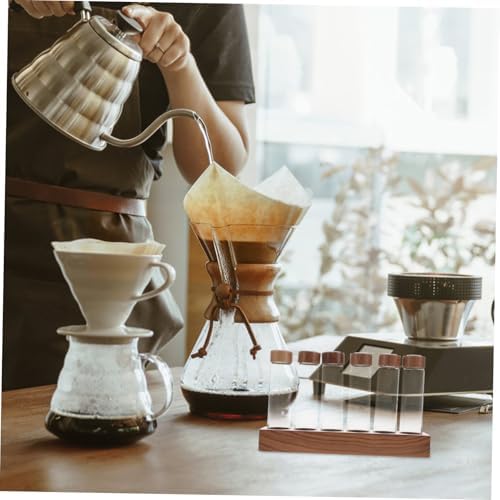 Coffee Bean Storage Tubes Stand with Wooden Base and Glass - Image 7
