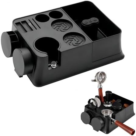 Espresso Coffee Station Organizer Box Fit for Storage 51, 54, 58MM Espresso Tamper, Espresso Knock Box, Distributor, Portafilter & Puck Screen Accessories, Plastic Station Base, large, Black by Unknown