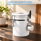 ShanSon Coffee Canister Airtight, Stainless Steel Bean Storage Container with Date Tracker & Scoop, Grounds Sugar Flour Tea Cereal Fits Kitchen Pantry, Ideal Gift for Coffee Lovers,16oz, White - Image 4