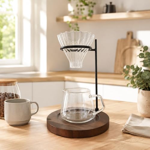 Coffee Dripper Stand Portable Pour Over Dripper Holder Metal Wooden Base Compact Elegant Station Stable Setup Suitable for Baristas Commercial - Image 5