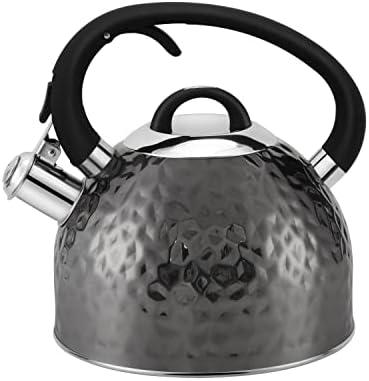 Copper Tea Kettle Stainless Steel Teapot Whistling Kettle Unique Button Control Kettle Outlet Loud Whistle Food Grade Teapot 3.2 Quart / 3 Liter (Black) by HRHongRui