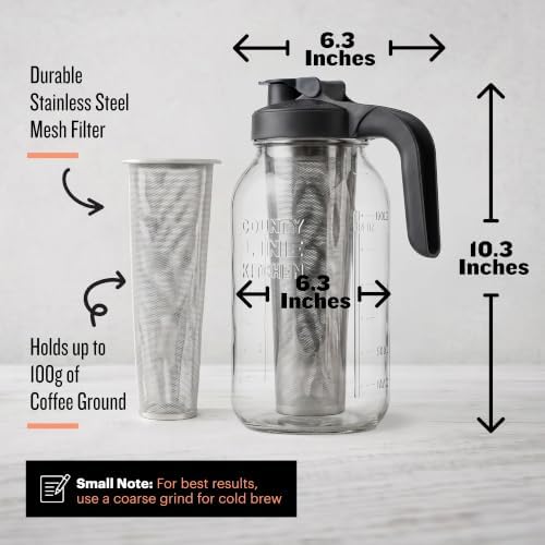 County Line Kitchen 64oz Cold Brew Coffee Maker with Leak Proof Lid - Black - Image 2