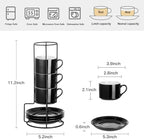 4 OZ Porcelain Stackable Espresso Cups and Metal Stand Set of 4 - Image 2