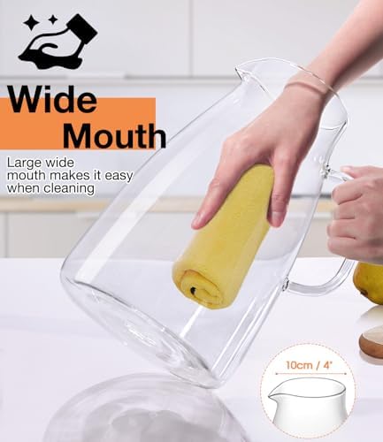 1 Gallon 128oz Glass Pitcher with Lid, Borosilicate with Extra Wide Mouth - Image 4