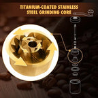 Manual Coffee Grinder - Hand Coffee Bean Grinder, Titanium-Coated Grinding Core - Aluminum Alloy Rocker with Ebony Wood Handle - Adjustable Grind Size - With Brush & Storage Bag (White) - Image 3