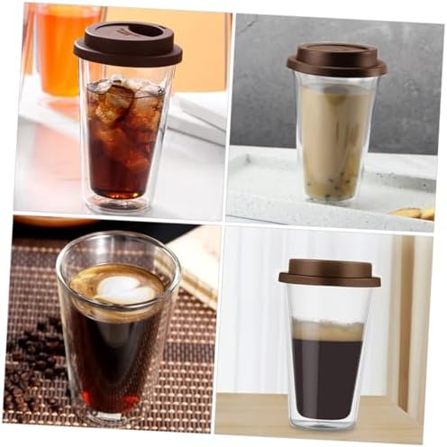 KICHOUSE Double Wall Glass Coffee Mug Insulated 350ml with Silicone Lid - Image 5