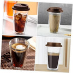 KICHOUSE Double Wall Glass Coffee Mug Insulated 350ml with Silicone Lid - Image 5