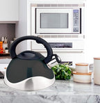 J&V TEXTILES Stainless Steel Whistling Tea Kettle, 3-Quart (Black)* - Image 3