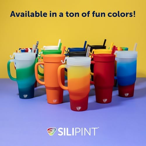Silipint 32oz Silicone Tumbler with Handle Flip Lid and Straw – BPA-Free Non-Toxic Unbreakable Freezer Microwave Dishwasher Safe Tumbler – Perfect for Tea Cold Water Smoothies Pack of 4 - Image 7