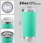 20oz Tumbler with Lid Stainless Steel Tumblers Insulated Mug Light Blue 12P - Image 5