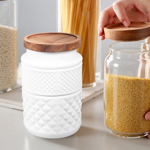 Hemobllo 2 Piece White Glass Storage Jars, 1800ml Airtight Canisters - Image 6