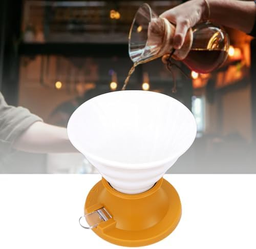 Tnfeeon Ceramic Coffee Dripper, Pour Over Coffee Makers Pour Over Dripper with Immersion Style Filtering System for Manual Brew Maker Home Office Use Ceramic Heat Proof Portable Immersion (Yellow) - Image 4