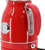 1.8 Quart Electric Tea Kettle and 2 Slice Toaster Combo, Retro Kitchen Appliance Set with Adjustable Browning and Water Temperature Gauge (Red) - Image 4
