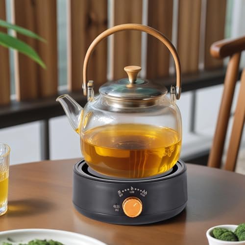 Electric Mini Teapot Stove 500W 110V, Multifunctional Countertop Electric Heater for Ceramic Glass Kettle, Rotary Temperature Control, Black - Image 3