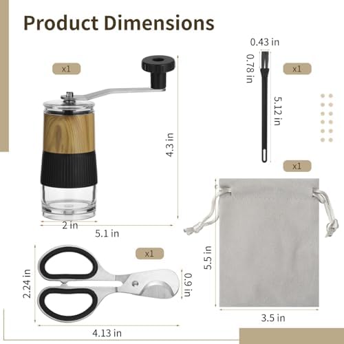 304 Stainless Steel Manual Coffee Grinder with Adjustable Burr, Cleaning Brush, Storage Pouch, Portable Espresso Grinder for Home and Travel, Smooth Grind Control for Espresso, Pour Over, Cold Brew - Image 4