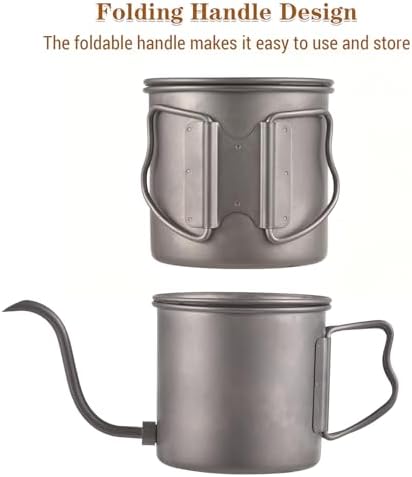 400ml Camping Kettles for Boiling Water, Coffee Kettle with Folding Handle+Removable Coffee Spout Coffee Pot with Coffee Filter/Small Cup, Lightweight Tea Kettle for Picnic Backpacking Hiking - Image 4
