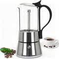 4 Cup Glass Transparent Moka Pot Stainless Steel Uncoated Stovetop Espresso Maker Italian Coffee Makers Mocha Greca Machine Cafe Classic Induction Cookers for Home Camping 220ml by Theperfectcombinationofcoffeehomeandhealthylivingmakingeverydayadayofrituals