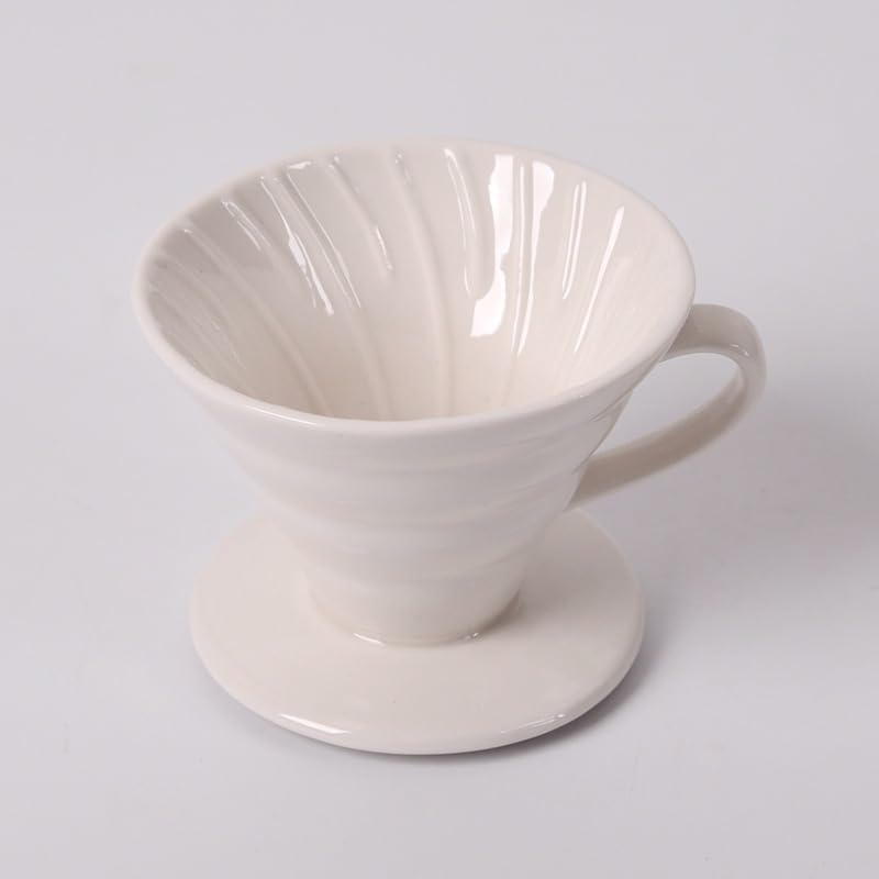 White V60 Ceramic Coffee Dripper,Single Cup Ceramic Coffee Dripper,Resuable Coffee Filter for Coffee,Travel,Camping ACMD11 by Auerhceram