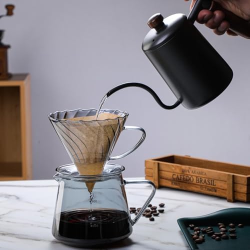 Pour Over Coffee Maker Set, 600ML Glass Carafe Coffee Server with Dripper - Image 6