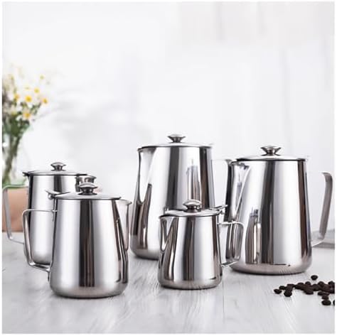 Stainless Steel Milk Frothing Pitcher With Lids Steam Coffee Barista Kettle Latte Cappuccino Cream Cup Jug(350ml) - Image 2