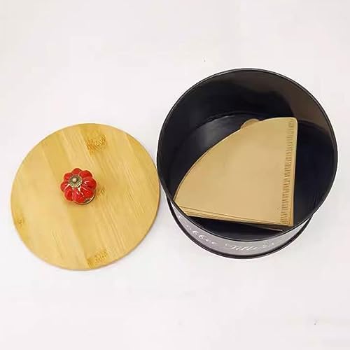 Coffee Filter Holder Metal Coffee Filter Holder Storage Box with Bamboo Lid, Coffee Filter Container Coffee Bar Decor, Coffee Station Accessories for Storing Filter Papers Coffee Paper Storage Rack ( - Image 3