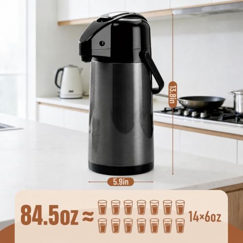 Airpot Coffee Dispenser with Pump, 84.5 oz Carafe, Black, 1 Count - Image 6