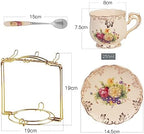 YOLIFE Tea Cups and Saucers Set of 6, 8 OZ Flowering Shrubs Coffee Cups - Image 3