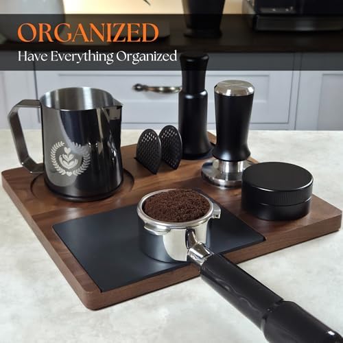 Kardox Walnut Espresso Tamping Station, Tamping Mat & Espresso Tool Organizer - Image 4