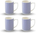 Spode Steccato Collection - 12oz Coffee Mug with Large Handles, Stripe Cobalt Blue (Set of 4) | Fine Earthenware | Dishwasher and Microwave Safe | Cup For Coffee, Tea, Latte, and Hot Chocolate by Spode