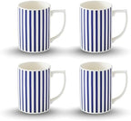 Spode Steccato Collection - 12oz Coffee Mug with Large Handles, Stripe Cobalt Blue (Set of 4) | Fine Earthenware | Dishwasher and Microwave Safe | Cup For Coffee, Tea, Latte, and Hot Chocolate by Spode