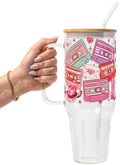 Sip-Sip Hooray! 40oz Retro Country Western Love Song Cassette Tapes Glass Tumbler with Lid and Straw Beverage Drinkware Drink Tumblers Mug Bottles by Sip-SipHooray