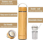Bamboo Water Tumbler Personalize Travel Mug Custom Engraved Tea Tumbler with Infuser Wooden Bottle Birthday Gift Flower for Tea Lover, Mom, Women Tea Infuser (BB004-17oz, 17 oz) - Image 3