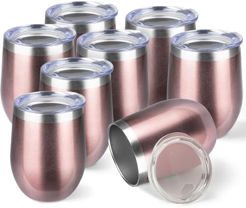 StarSpeed 12oz/8 Pack Insulated Wine Tumbler with Lid,Rose Gold by StarSpeed