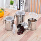 Stainless Steel Airtight Food Storage Canisters with Locking Lid, Kitchen Storage Containers for Coffee, Sugar, Flour, Tea and Dry Food, Durable Metal Canister Set with Clear Lid - Image 2