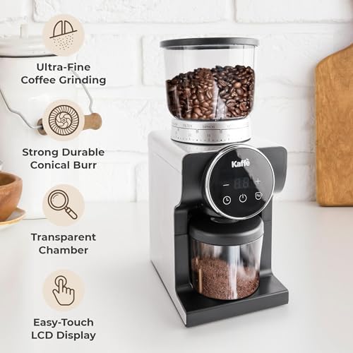 Kaffe Electric Burr Coffee Grinder (9oz) w/ 31 Adjustable Coarseness Settings - Conical Burr - [New Touch Screen w/Timer & Cup Selector] - Precision Coffee Bean Grinder for Home Use - Stainless Steel - Image 2
