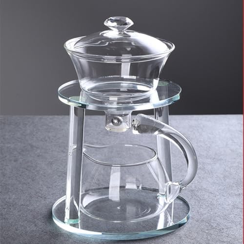 Lazy Kungfu Glass Tea Set Semi Automatic Drip Rotating with Infuser Glass Magnetic Teapot Set (Clear) - Image 5