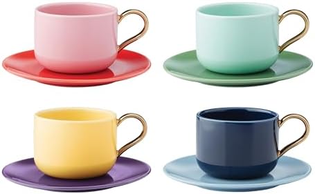 kate spade new york Make It Pop Drinkware Collection, Cup & Saucer Sets, Multicolor 8-Piece Set by Unknown