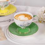KAMMAK Tea Cups Set of 2,Ceramic Floral Pattern Demitasse Cup - Image 3