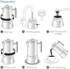Stainless Moka Pot Stovetop Espresso Maker Induction Italian Coffee 1-9Cups - Image 6