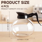 Mifoci 4 Pack 10 Cup Glass Replacement Coffee Pots 57.5 oz, Black - Image 3