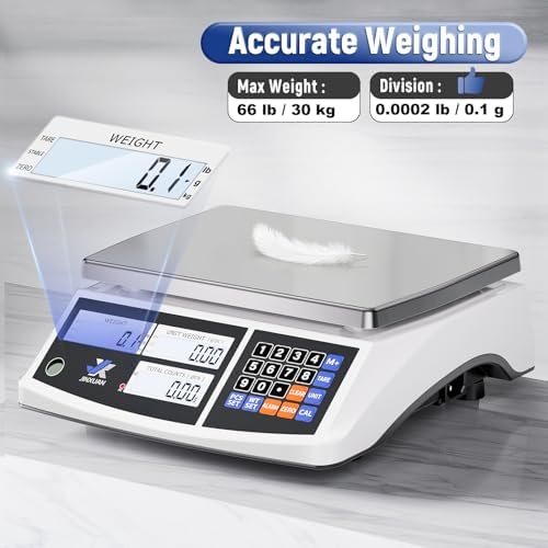 Industrial Counting Scale 30kg/66lb x 0.1g Precision Bench Scale Digital Inventory Counting Weight Scale for Small Parts and Coins, Electronic Gram Scale with Batteries/AC Power, lb/g/kg/oz - Image 2