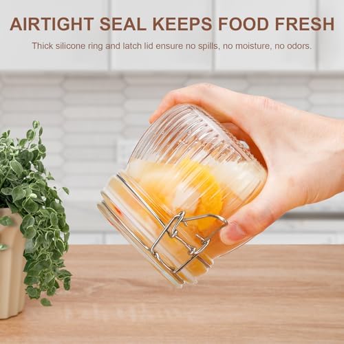 17oz Airtight Glass Jar with Lid, 6 Pack Clamp Lid Glass Storage Jars, Flip Top Food Storage Containers, Wide Mouth Thick Glass Jars for Yogurt Dessert Jam Sugar Snacks Pantry Kitchen Organization - Image 5