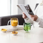 Colorful Borosilicate Double Wall Glass Coffee Mugs Set of 4,11.6 oz. Insulated Coffee Cups Latte Mugs with Handle for Americano and Ice Tea - Image 2