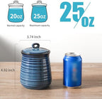 Ceramic Food Storage Jars,25 Oz Porcelain Kitchen Canisters with Airtight Lids Set of 3,Flour Containers for Countertop,Farmhouse Decor Serving Ground Coffee,Tea,Sugar,Pasta and Rice,Blue - Image 4