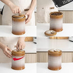 Nihow Food Storage Jar,Ceramic Canister Sets for The Kitchen,Set of 3,Brown - Image 3