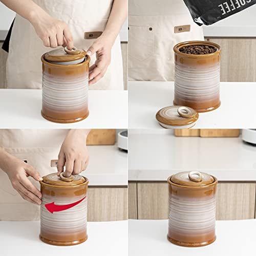 Nihow Food Storage Jar,Ceramic Canister Sets for The Kitchen,Set of 3,Gray - Image 4