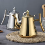 Gold,1.5L,Coffee Tea Pot, Stainless Steel Pour Over Kettle Gooseneck Spout Teapot Coffee Pot with Filter, Large Capacity Polished Teapot Kettle for Home Hotel Cafe Bar Restaurant - Image 5