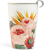 Tea Forte Double-Walled Ceramic Kati Cup, Removable Stainless Steel Infuser Basket and Lid, Steeps 12 oz Loose Leaf Tea, Dishwasher & Microwave Safe, Jubilee by TeaForte