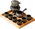 Japanese tea set with Infuser Semi Automatic Tea Set Magic Teapot with 6 cups Japanese Teapot Set,Gongfu Tea Set Chinese tea set (Automatic-Golden Flower) by REOWONU