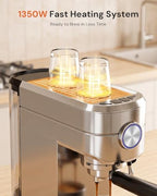 Kismile Compact 20 Bar Espresso Machine with Milk Frother, Single & Double Shot, 1350W Fast Thermoblock Heating System, Semi-Automatic for Home Baristas, Latte & Cappuccino, Premium Stainless Steel - Image 6